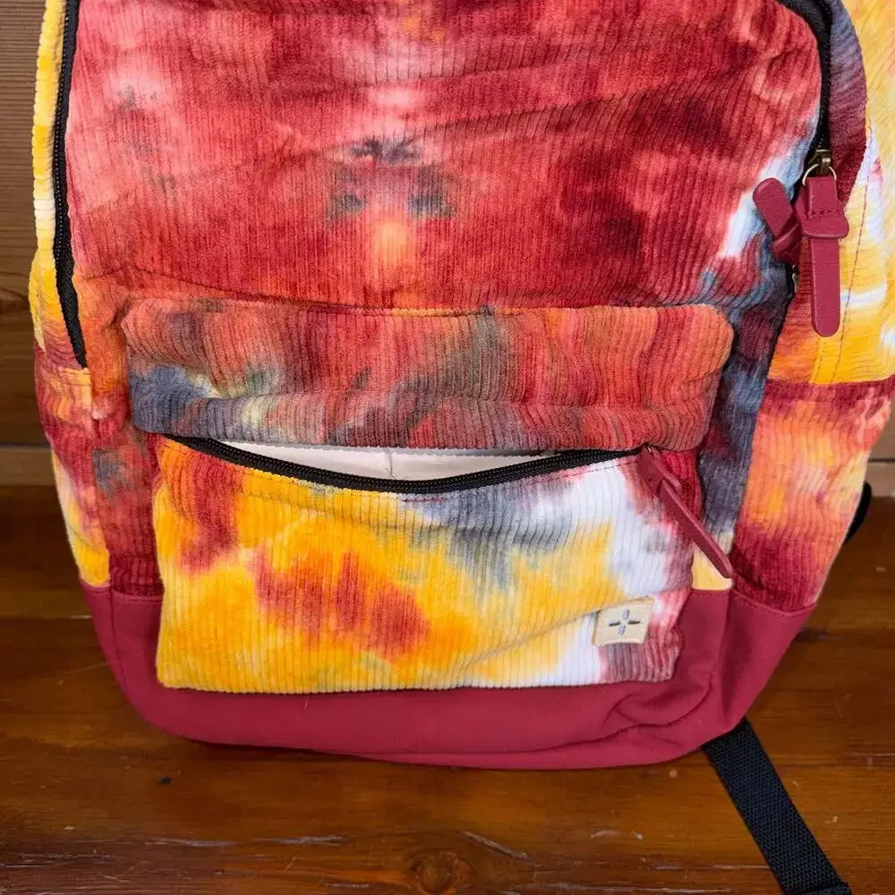 Sun + Stone Riley Tie-Dye Corduroy Backpack Red Multi